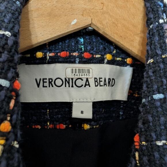 Veronica Beard Rumer Dickey Jacket Blue Tweed Double Breasted Size 8 Preowned - Picture 9 of 12